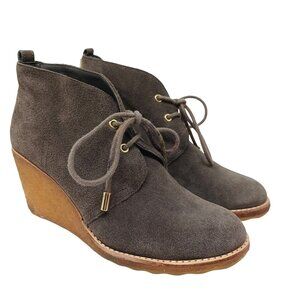 Tory Burch VICKI Suede Wedge Ankle Boots Womens 7.5 Leather Upper Rubber Sole